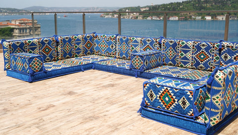 8 Thickness U Sofa Set, Floor Cushions, Traditional Turkish Sofa, Handmade Arabic Sofa