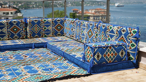 L Shaped Moroccan Sofa Set, Floor Seating Set, Arabic Floor Sofa