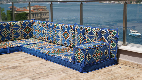 L Shaped Moroccan Sofa Set, Floor Seating Set, Arabic Floor Sofa