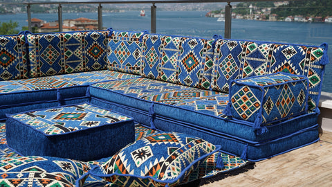 L Shaped Moroccan Sofa Set, Floor Seating Set, Arabic Floor Sofa