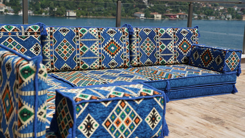 L Shaped Moroccan Sofa Set, Floor Seating Set, Arabic Floor Sofa