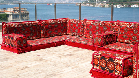 Floor Sofa Set, U Shaped Arabic Majlis, Handmade Arabic Sofa