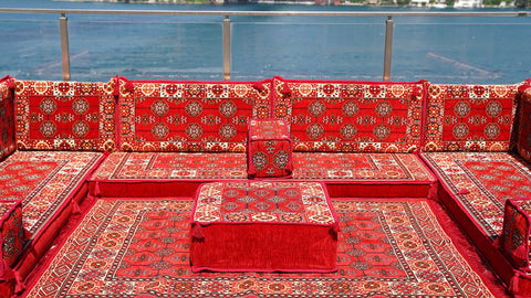 Floor Sofa Set, U Shaped Arabic Majlis, Handmade Arabic Sofa