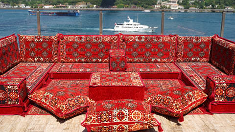 8 Thickness U Sofa Set, Floor Sofa Set, Arabic Majlis, Handmade Arabic Sofa