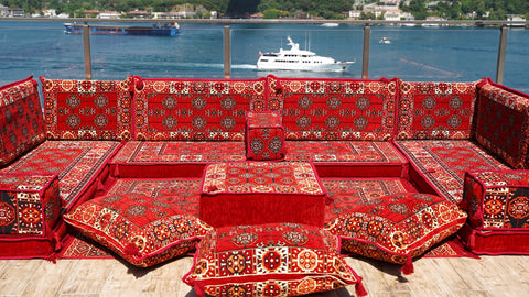 Floor Sofa Set, U Shaped Arabic Majlis, Handmade Arabic Sofa