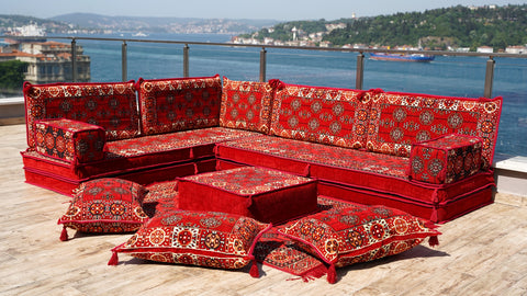 L Shaped Floor Sofa, Arabic Seating, Majlis Sofa, Floor Seating Set