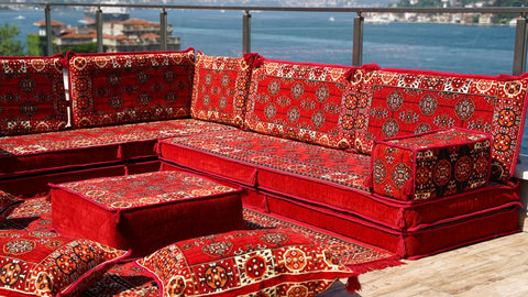 L Shaped Arabic Seating Set, Turkish Sofa, Oriental Sofa