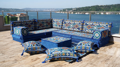 L Shaped Arabic Sofa, Majlis Sofa, Floor Cushions, Arabic Jalsa