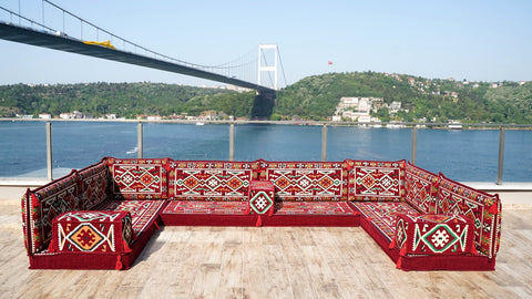 8 Thickness U Sofa Set, Moroccan Sofa Seating, Floor Seating Set, Turkish Sofa