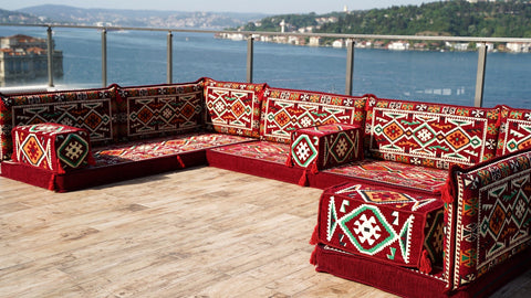 8 Thickness U Sofa Set, Moroccan Sofa Seating, Floor Seating Set, Turkish Sofa