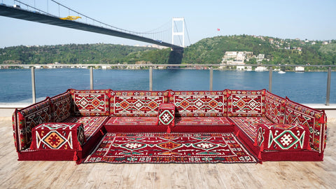 8 Thickness U Sofa Set, Moroccan Sofa Seating, Floor Seating Set, Turkish Sofa