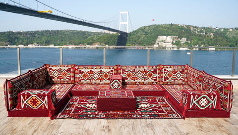 8 Thickness U Sofa Set, Moroccan Sofa Seating, Floor Seating Set, Turkish Sofa