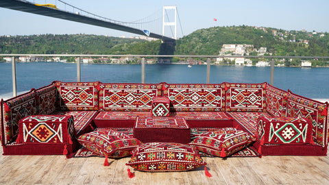 8 Thickness U Sofa Set, Moroccan Sofa Seating, Floor Seating Set, Turkish Sofa