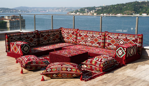 Oriental L Shaped Arabic Jalsa, Floor Seating Set, Majlis Sofa