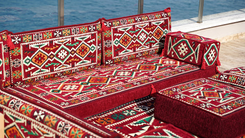Oriental L Shaped Arabic Jalsa, Floor Seating Set, Majlis Sofa