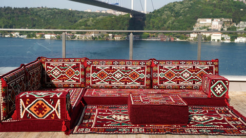Oriental L Shaped Arabic Jalsa, Floor Seating Set, Majlis Sofa