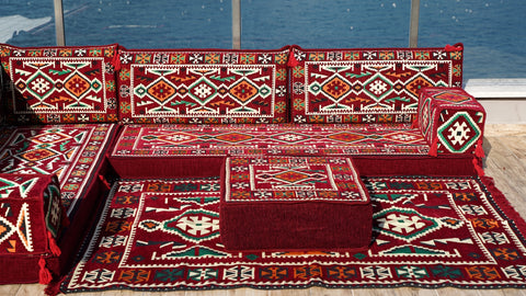 Oriental L Shaped Arabic Jalsa, Floor Seating Set, Majlis Sofa