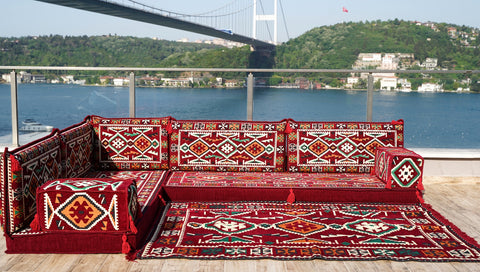 Oriental L Shaped Arabic Jalsa, Floor Seating Set, Majlis Sofa