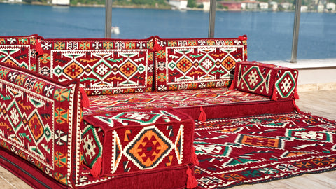 Oriental L Shaped Arabic Jalsa, Floor Seating Set, Majlis Sofa