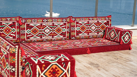 Oriental L Shaped Arabic Jalsa, Floor Seating Set, Majlis Sofa