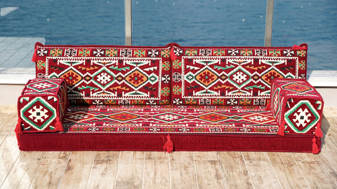 Loveseat Sofa, Floor Cushions Set, Arabic Jalsa Set