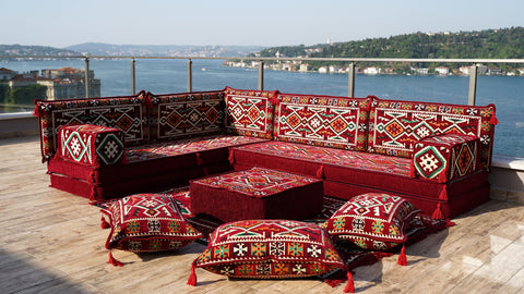 Oriental L Shaped Arabic Jalsa, Floor Seating Set, Majlis Sofa