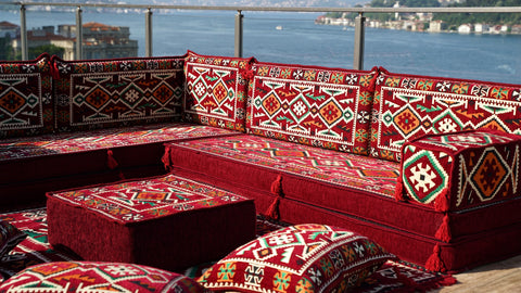 Oriental L Shaped Arabic Jalsa, Floor Seating Set, Majlis Sofa