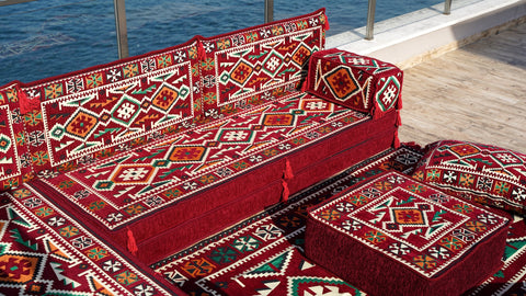 Oriental L Shaped Arabic Jalsa, Floor Seating Set, Majlis Sofa