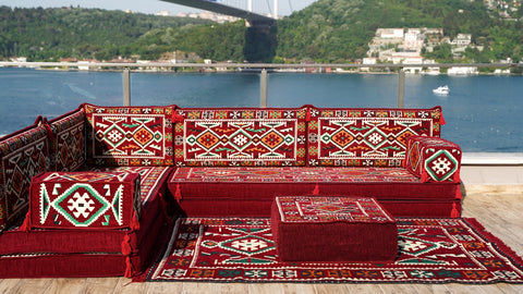 Oriental L Shaped Arabic Jalsa, Floor Seating Set, Majlis Sofa