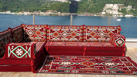 Oriental L Shaped Arabic Jalsa, Floor Seating Set, Majlis Sofa