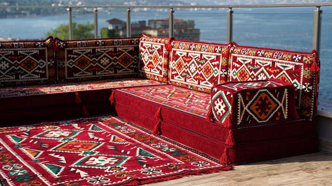 Oriental L Shaped Arabic Jalsa, Floor Seating Set, Majlis Sofa