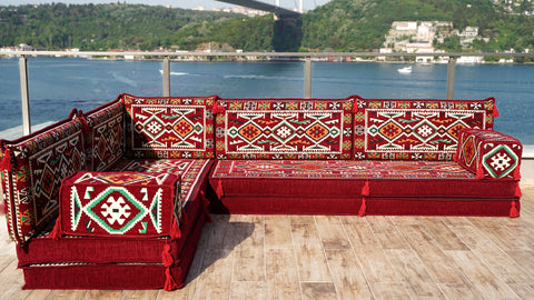 Oriental L Shaped Arabic Jalsa, Floor Seating Set, Majlis Sofa
