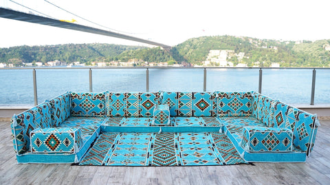 8 Thickness U Sofa Set, Floor Cushions, Moroccan Sofa, Turkish Sitting Pillows Set