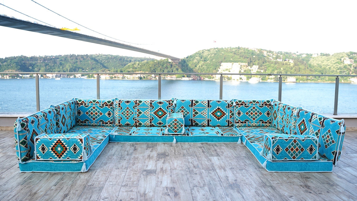 U Shaped Seating, Floor Cushions, Moroccan Sofa, Turkish Sitting Pillows Set