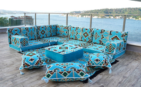 L Shaped Floor Cushions, Arabic Floor Sofa Set, Arabic Jalsa Set