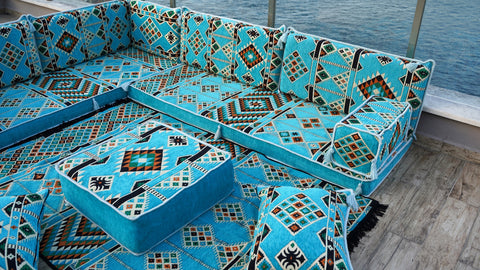 L Shaped Floor Cushions, Arabic Floor Sofa Set, Arabic Jalsa Set