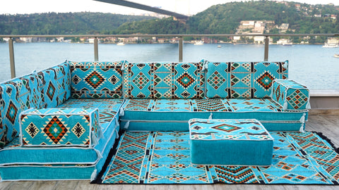 L Shaped Floor Cushions, Arabic Floor Sofa Set, Arabic Jalsa Set