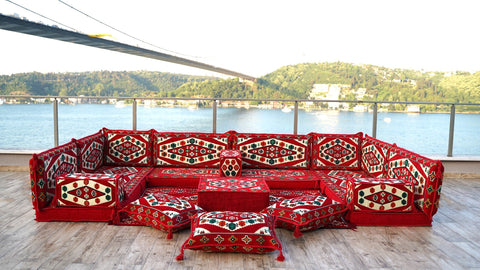 8 Thickness U Sofa Set, Floor Cushions, Handmade Arabic Sofa, Majlis Sofa Set