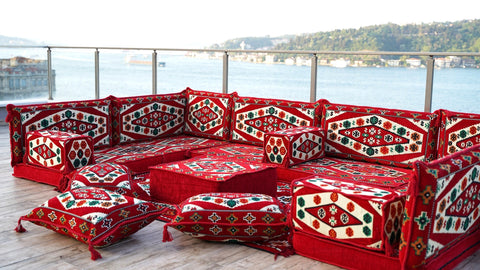 8 Thickness U Sofa Set, Floor Cushions, Handmade Arabic Sofa, Majlis Sofa Set