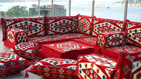 8 Thickness U Sofa Set, Floor Cushions, Handmade Arabic Sofa, Majlis Sofa Set