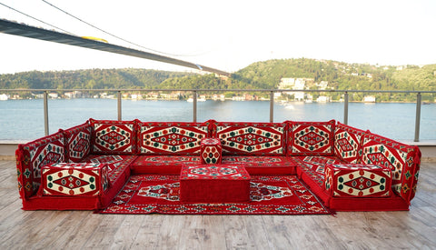 8 Thickness U Sofa Set, Floor Cushions, Handmade Arabic Sofa, Majlis Sofa Set
