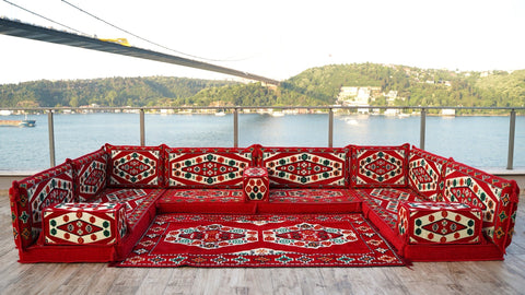 8 Thickness U Sofa Set, Floor Cushions, Handmade Arabic Sofa, Majlis Sofa Set