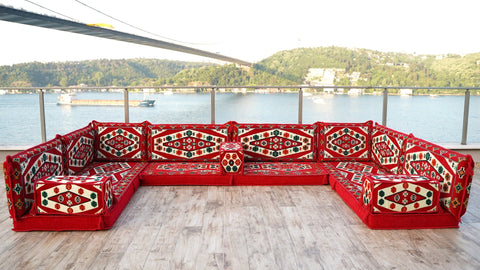 8 Thickness U Sofa Set, Floor Cushions, Handmade Arabic Sofa, Majlis Sofa Set