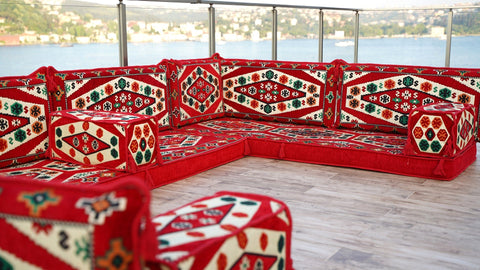 8 Thickness U Sofa Set, Floor Cushions, Handmade Arabic Sofa, Majlis Sofa Set