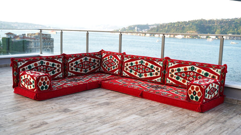 L Shaped Arabic Sofa, Turkish Floor Sofa, Majlis Sofa Set