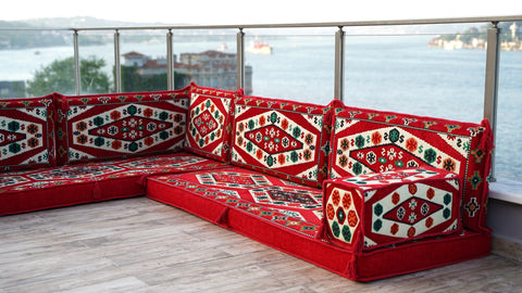 L Shaped Arabic Sofa, Turkish Floor Sofa, Majlis Sofa Set