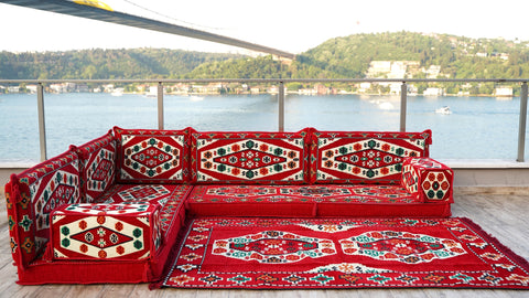 L Shaped Arabic Sofa, Turkish Floor Sofa, Majlis Sofa Set
