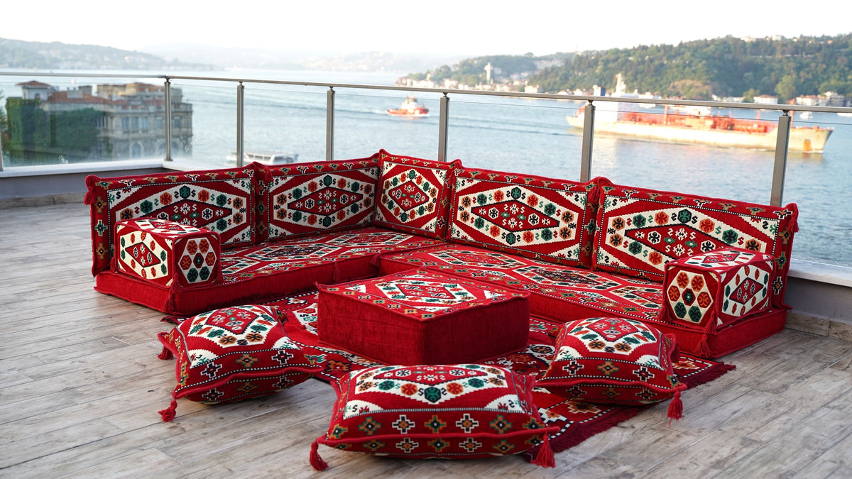 L Shaped Arabic Sofa, Turkish Floor Sofa, Majlis Sofa Set