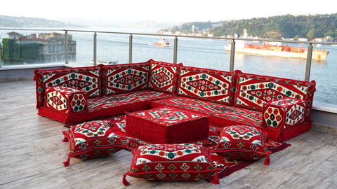 L Shaped Arabic Sofa, Turkish Floor Sofa, Majlis Sofa Set