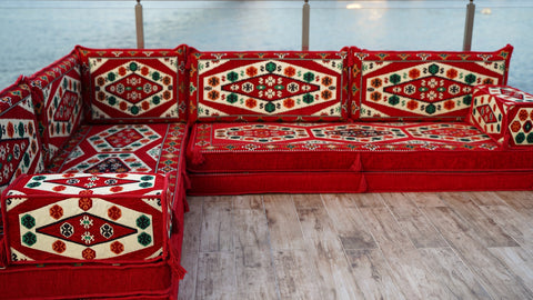 L Shaped Arabic Sofa, Turkish Floor Sofa, Majlis Sofa Set